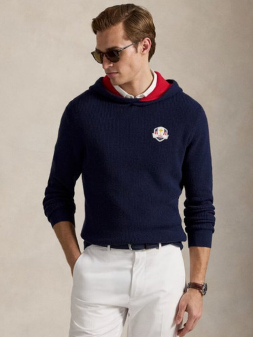 Ralph Lauren RLX U.S. Ryder Cup Waffle-Knit Sweater Sz 3XL, Navy Blue Wool Blend